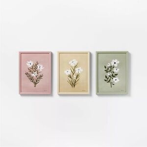 (Set of 3) 12"x16" Flower Framed Arts - Threshold designed with Studio